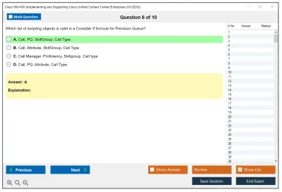 Cisco 500-450 Implementing and Supporting Cisco Unified Contact Center Enterprise (UCCEIS) Practice test exam simulator test engine exam Prep practice test questions answers Image 6