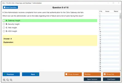 Citrix 1Y0-204 Citrix Virtual Apps and Desktops 7 Administration exam Practice test exam simulator test engine exam Prep practice test questions answers Image 8