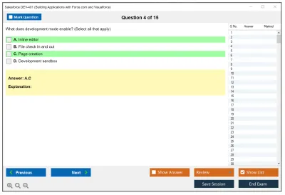 Salesforce DEV-401 Building Applications with Force.com and Visualforce Practice test exam simulator test engine exam Prep practice test questions answers Image 4