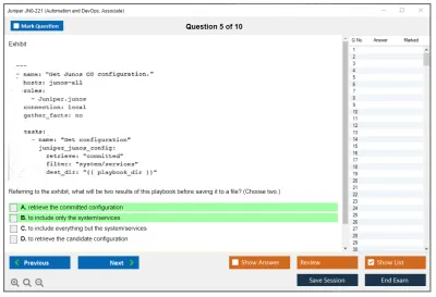 Juniper JN0-221 Automation and DevOps, Associate Practice test exam simulator test engine exam Prep practice test questions answers Image 5
