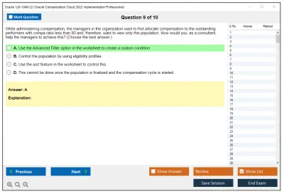 Oracle 1z0-1049-22 Oracle Compensation Cloud 2022 Implementation Professional Practice test exam simulator test engine exam Prep practice test questions answers Image 9