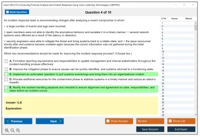 Cisco 300-215 Conducting Forensic Analysis and Incident Response Using Cisco CyberOps Technologies (CBRFIR) Practice test exam simulator test engine exam Prep practice test questions answers Image 4
