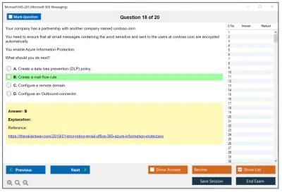 Microsoft MS-203 Microsoft 365 Messaging Practice test exam simulator test engine exam Prep practice test questions answers Image 18