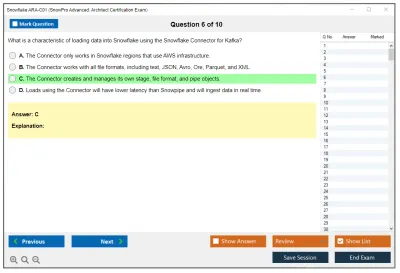Snowflake ARA-C01 SnowPro Advanced: Architect Certification Exam Practice test exam simulator test engine exam Prep practice test questions answers Image 6