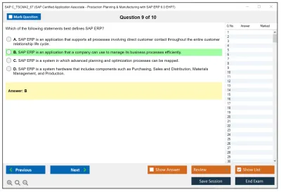 SAP C_TSCM42_67 SAP Certified Application Associate - Production Planning &amp; Manufacturing with SAP ERP 6.0 EHP7 Practice test exam simulator test engine exam Prep practice test questions answers Image 9