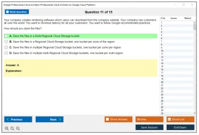 Google Professional-Cloud-Architect Google Certified Professional - Cloud Architect (GCP) Practice test exam simulator test engine exam Prep practice test questions answers Image 11