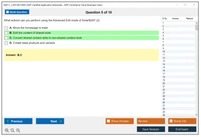 SAP C_C4HCBU1808 SAP Certified Application Associate - SAP Commerce Cloud Business User Practice test exam simulator test engine exam Prep practice test questions answers Image 5