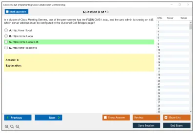 Cisco 300-825 Implementing Cisco Collaboration Conferencing (CLCNF) Practice test exam simulator test engine exam Prep practice test questions answers Image 8