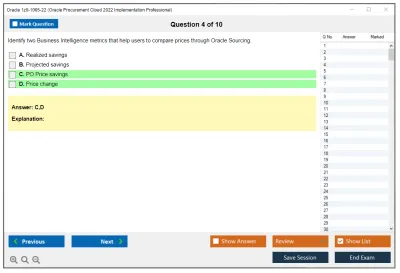 Oracle 1z0-1065-22 Oracle Procurement Cloud 2022 Implementation Professional Practice test exam simulator test engine exam Prep practice test questions answers Image 4
