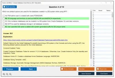 Oracle 1z0-998-21 Oracle Database Cloud Service 2021 Specialist Practice test exam simulator test engine exam Prep practice test questions answers Image 4
