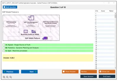 SAP C_S4FCF_1809 SAP Certified Application Associate - Central Finance in SAP S/4HANA Practice test exam simulator test engine exam Prep practice test questions answers Image 3