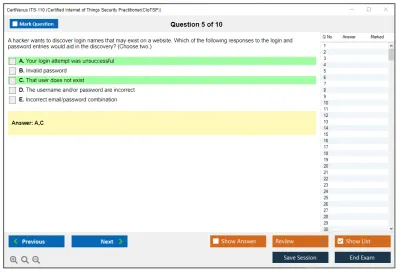 CertNexus ITS-110 Certified Internet of Things Security Practitioner (CIoTSP) Practice test exam simulator test engine exam Prep practice test questions answers Image 5
