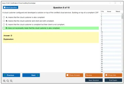 Isaca CCAK Certificate of Cloud Auditing Knowledge Practice test exam simulator test engine exam Prep practice test questions answers Image 8