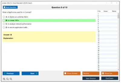 Juniper JN0-412 Cloud, Specialist (JNCIS-Cloud) Practice test exam simulator test engine exam Prep practice test questions answers Image 8