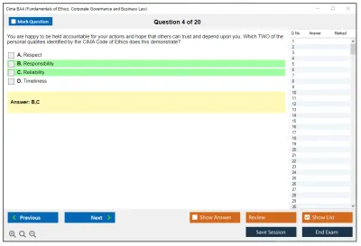 Cima BA4 Fundamentals of Ethics, Corporate Governance and Business Law Practice test exam simulator test engine exam Prep practice test questions answers Image 4