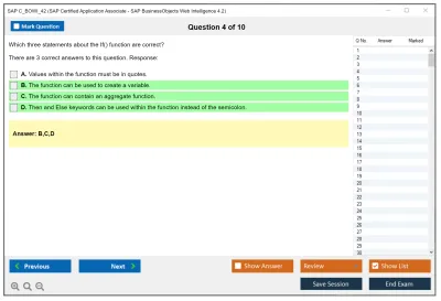 SAP C_BOWI_42 SAP Certified Application Associate - SAP BusinessObjects Web Intelligence 4.2 Practice test exam simulator test engine exam Prep practice test questions answers Image 4