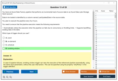 Microsoft DP-203 Data Engineering on Microsoft Azure Practice test exam simulator test engine exam Prep practice test questions answers Image 13