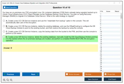 Oracle 1z0-1094-22 Oracle Cloud Database Migration and Integration 2022 Professional Practice test exam simulator test engine exam Prep practice test questions answers Image 10