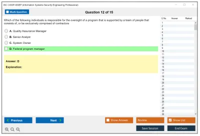 ISC2 CISSP-ISSEP Information Systems Security Engineering Professional Practice test exam simulator test engine exam Prep practice test questions answers Image 12