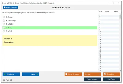 Oracle 1z0-1042-22 Oracle Cloud Platform Application Integration 2022 Professional Practice test exam simulator test engine exam Prep practice test questions answers Image 10