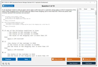 IBM C1000-010 IBM Operational Decision Manager Standard V8.9.1 Application Development Practice test exam simulator test engine exam Prep practice test questions answers Image 3