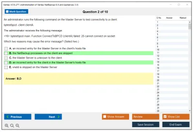 Veritas VCS-277 Administration of Veritas NetBackup 8.0 and NetBackup Appliances 3.0 Practice test exam simulator test engine exam Prep practice test questions answers Image 2