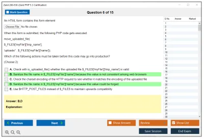 Zend 200-530 Zend PHP 5.3 Certification Practice test exam simulator test engine exam Prep practice test questions answers Image 6