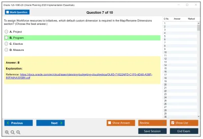 Oracle 1z0-1080-20 Oracle Planning 2020 Implementation Essentials Practice test exam simulator test engine exam Prep practice test questions answers Image 7