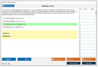 Microsoft 77-882 Excel 2010 Practice test exam simulator test engine exam Prep practice test questions answers Image 4