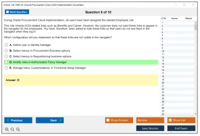 Oracle 1z0-1065-20 Oracle Procurement Cloud 2020 Implementation Essentials Practice test exam simulator test engine exam Prep practice test questions answers Image 9
