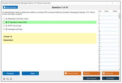 Symantec ST0-250 Symantec Messaging Gateway 10.5 Technical Assessment Practice test exam simulator test engine exam Prep practice test questions answers Image 7
