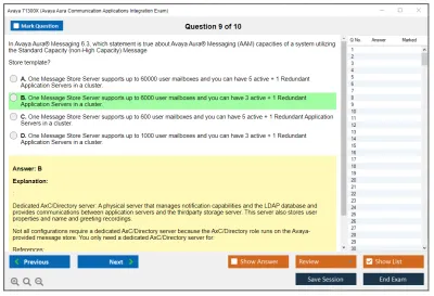 Avaya 71300X Avaya Aura Communication Applications Integration Exam Practice test exam simulator test engine exam Prep practice test questions answers Image 9
