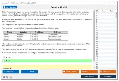 Microsoft 70-741 Networking with Windows Server 2016 Practice test exam simulator test engine exam Prep practice test questions answers Image 12