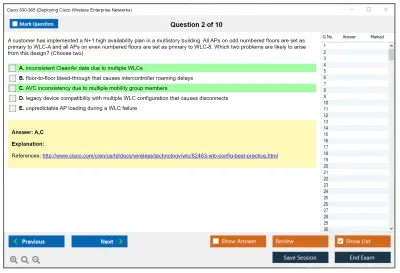 Cisco 300-365 Deploying Cisco Wireless Enterprise Networks Practice test exam simulator test engine exam Prep practice test questions answers Image 2