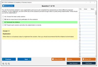 IIBA CCBA Certification of Capability in Business Analysis (CCBA) Practice test exam simulator test engine exam Prep practice test questions answers Image 7