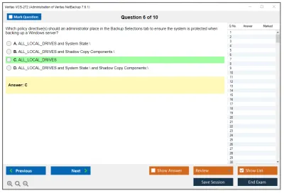 Veritas VCS-272 Administration of Veritas NetBackup 7.6.1 Practice test exam simulator test engine exam Prep practice test questions answers Image 6