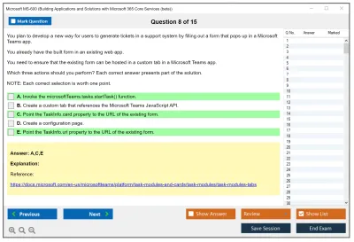 Microsoft MS-600 Building Applications and Solutions with Microsoft 365 Core Services Practice test exam simulator test engine exam Prep practice test questions answers Image 8