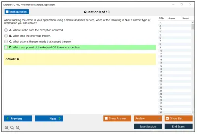 Android AND-403 Monetize Android Applications Practice test exam simulator test engine exam Prep practice test questions answers Image 9