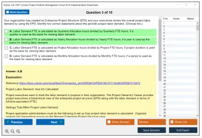 Oracle 1z0-1057 Oracle Project Portfolio Management Cloud 2019 Implementation Essentials Practice test exam simulator test engine exam Prep practice test questions answers Image 3
