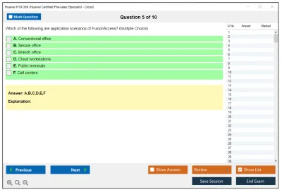 Huawei H19-309 Huawei Certified Pre-sales Specialist - Cloud Practice test exam simulator test engine exam Prep practice test questions answers Image 5