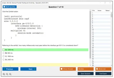 Juniper JN0-362 Service Provider Routing and Switching - Specialist (JNCIS-SP) Practice test exam simulator test engine exam Prep practice test questions answers Image 7