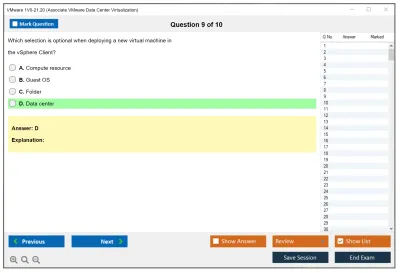 VMware 1V0-21.20 Associate VMware Data Center Virtualization Practice test exam simulator test engine exam Prep practice test questions answers Image 9
