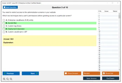 Oracle 1z0-807 Java EE 6 Enterprise Architect Certified Master Practice test exam simulator test engine exam Prep practice test questions answers Image 5