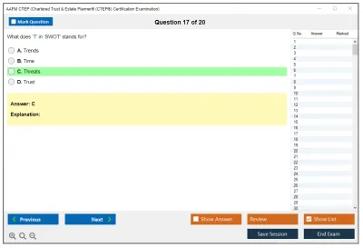 AAFM CTEP Chartered Trust & Estate Planner® (CTEP®) Certification Examination Practice test exam simulator test engine exam Prep practice test questions answers Image 17