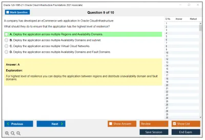 Oracle 1z0-1085-21 Oracle Cloud Infrastructure Foundations 2021 Associate Practice test exam simulator test engine exam Prep practice test questions answers Image 9
