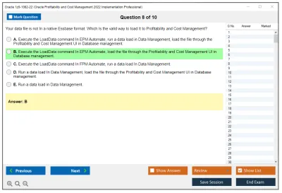 Oracle 1z0-1082-22 Oracle Profitability and Cost Management 2022 Implementation Professional Practice test exam simulator test engine exam Prep practice test questions answers Image 8
