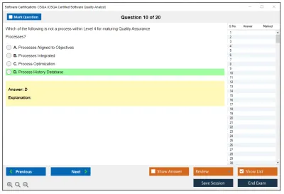 Software Certifications CSQA CSQA Certified Software Quality Analyst Practice test exam simulator test engine exam Prep practice test questions answers Image 10