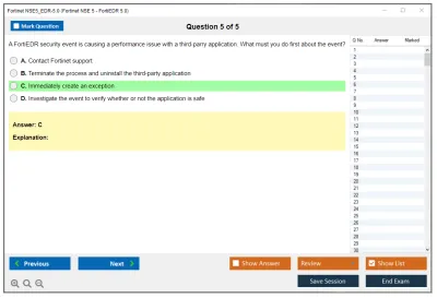 Fortinet NSE5_EDR-5.0 Fortinet NSE 5 - FortiEDR 5.0 Exam Practice test exam simulator test engine exam Prep practice test questions answers Image 5