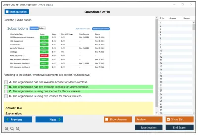 Juniper JN0-451 Mist AI - Specialist (JNCIS-MistAI) Practice test exam simulator test engine exam Prep practice test questions answers Image 3
