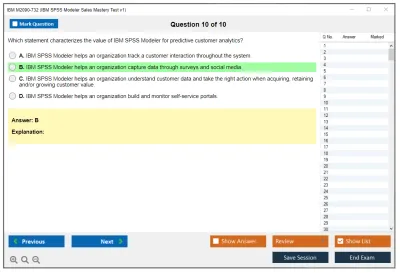 IBM M2090-732 IBM SPSS Modeler Sales Mastery Test v1 Practice test exam simulator test engine exam Prep practice test questions answers Image 10
